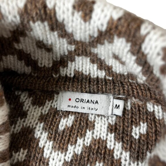 Oriana made in Italy women's cardigan M cream brown wool blend double knit soft - Picture 2 of 8